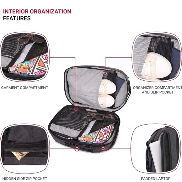 SwissGear Hybrid Travel Laptop Backpack, Heather Grey, 18-Inch - Picture 4 of 16